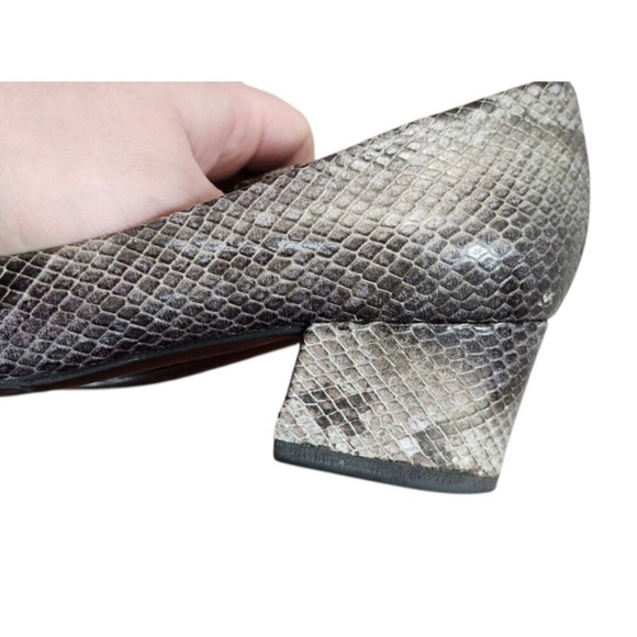 Stuart Weitzman Snakeskin Embossed Leather Pumps Heels Gray Women’s Size 7 Party - Picture 13 of 16
